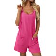 thumbnail image 1 of Aqestyerly Combinaison Courte Unie pour Femme Sans Manches à Col Rond avec Poches Confortable Décontractée une Pièce, 1 of 2