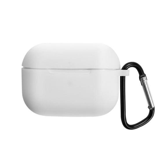 Walson Silicone Headset Case Antidust Sticker Portable Earphone Case with Carabiner Replacement for Airpods, White