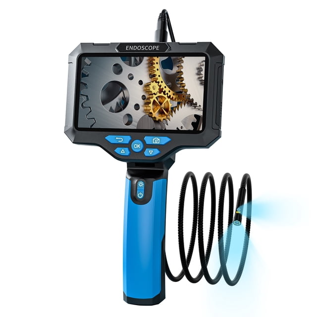 Lepmerk Portable Industrial Endoscope with Dual Lens, 5-Inch HD Display, 7.9mm Camera, 5m Flexible Cable, 1920P Resolution, T28 Model - Includes Multilingual User Manual