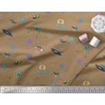 thumbnail image 2 of Soimoi Poly Georgette Fabric Planet,Animal & Spaceship Cartoon Fabric Prints by Yard 52 Inch Wide, 2 of 3