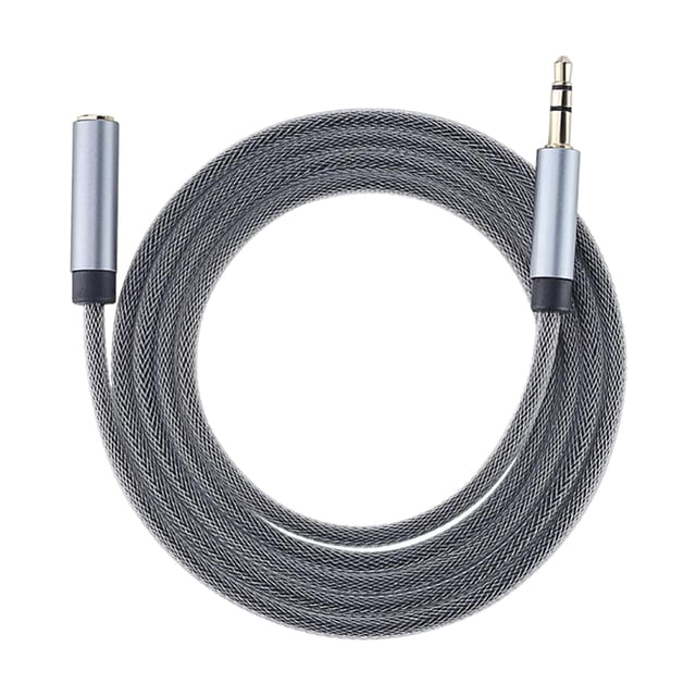 Fankiway Headphone Extension Cable 3.5mm Male to Female Stereo Audio Cable Lossless in grey. This audio extension cable features a durable braided design and 24K gold-plated terminals for superior conductivity and sound clarity. Slim-line connectors allow easy use with devices in protective cases. Compatible with headphones, car stereos, portable speakers, and home audio systems, it extends auxiliary connections while protecting ports from wear.