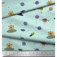 thumbnail image 2 of Soimoi Crepe Silk Fabric Planet,Animal & Spaceship Cartoon Fabric Prints by Yard 42 Inch Wide, 2 of 3