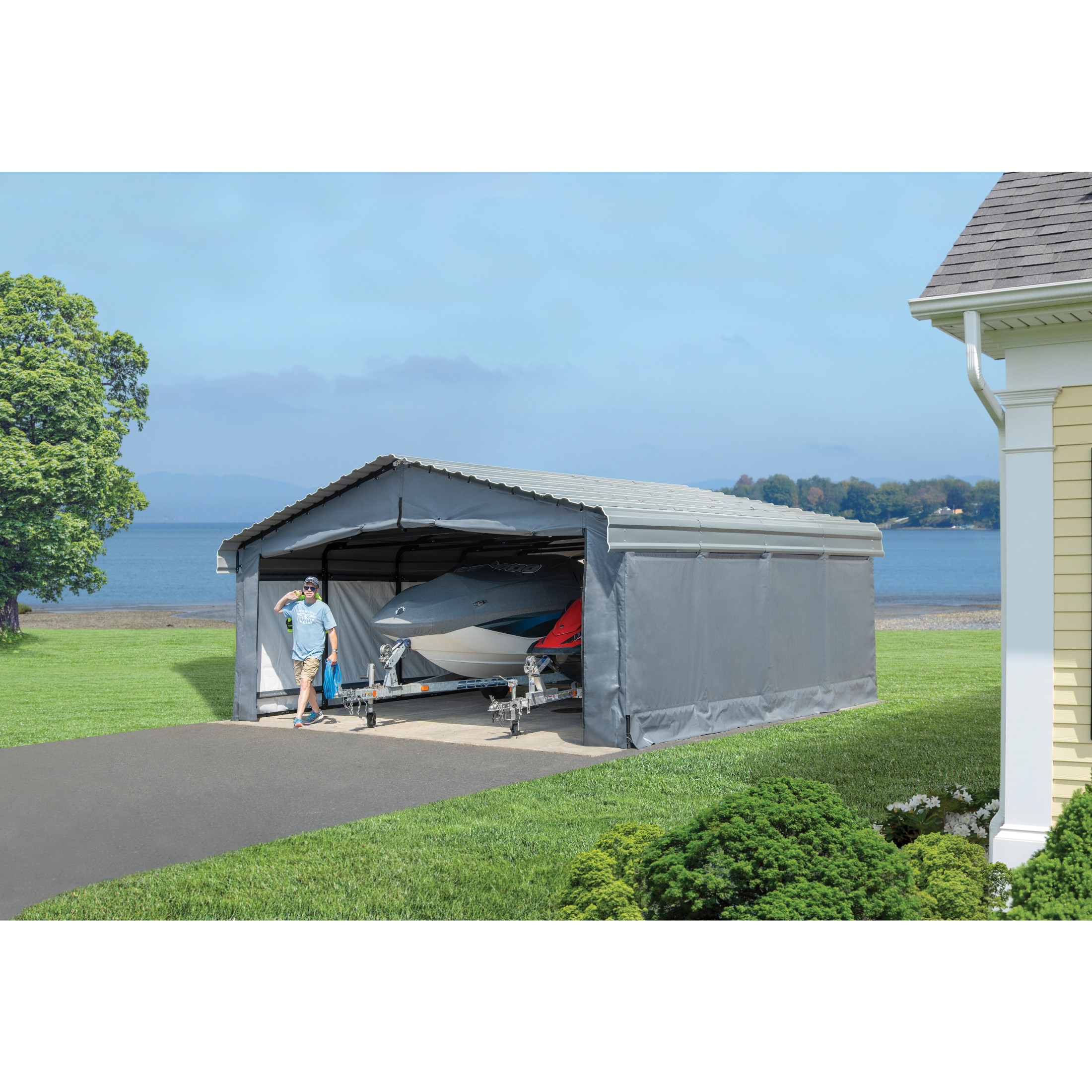 Ensemble parois grise pour abri auto 20 x 20 pi