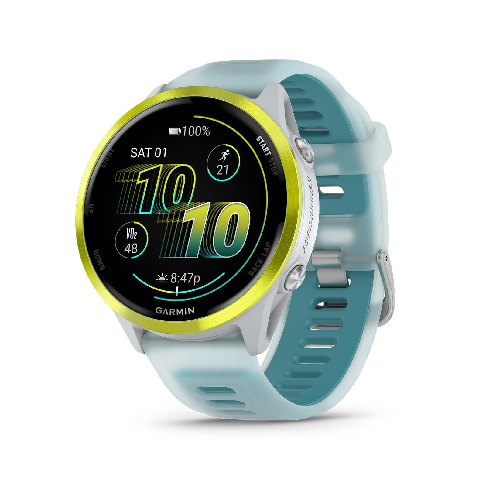 Garmin® Forerunner® 570, 47mm, Advanced GPS Running and Triathlon Smartwatch, AMOLED Display, Training and Recovery Features, Indigo Aluminum with Translucent Imperial Purple/Indigo Band