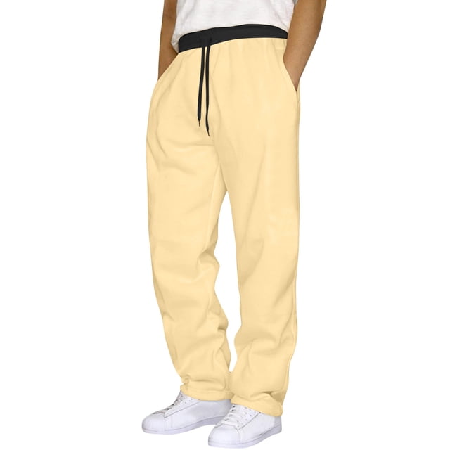 AherBiu Sweatpants For Men Fleece Lined Drawstring Elastic Waisted Straight Leg Pants With Pockets Casual Gym Workout Trousers