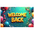 thumbnail image 2 of Welcome Back Banner Gradient Heart Stars Party Decoration Background Backdrop for Office Classroom Event Photography Celebration Decors, 2 of 4