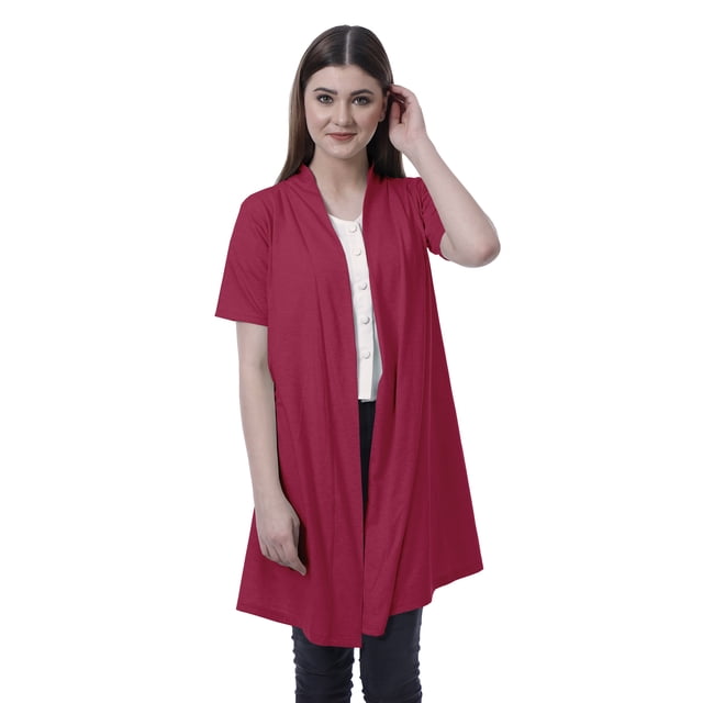 Moomaya Womens Half Sleeve Shrug Open Front Long Cardigan Lightweight Summer Fit