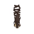 thumbnail image 2 of BLISSFUL STEP Women's Sandals Solid Color Mid Block Heels Lace up Sandals Coffee 8, 2 of 7