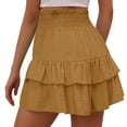 thumbnail image 3 of Timegard Wide Leg Shorts for Women Elastic Waisted Smocked Ruffle Bottom Flowy Lounge Shorts Beach Wear, 3 of 5