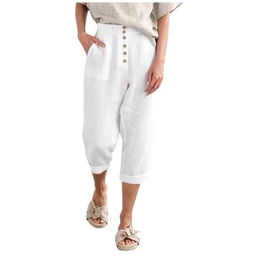 Birdeem Womens Fashion Solid Color Comfortable Casual Pocket Cotton and Linen Capris