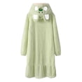 thumbnail image 3 of HAiming Nightgown for Women Hooded Long Robe Cute Pockets Button down Warm Soft Fuzzy Housecoat Sleepwear, 3 of 4
