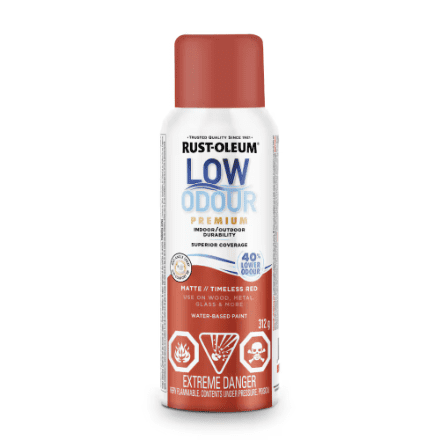 Rust-Oleum Interior/Exterior Low Odour Spray Paint in Matte Timeless Red, 312g
