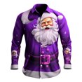 thumbnail image 1 of Kcodviy Mens Christmas Santa Digital Mesh Sleeve 3D Printed Button Lapel Shirt with Button Long Sleeve Shirt Top, 1 of 4