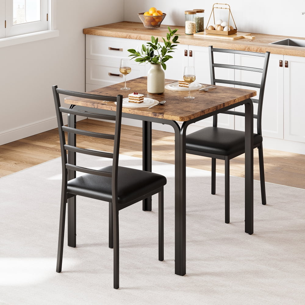 Ourlova Dining Table for 2, Small Square kitchen Dinner Table Set for 2,Space Saving Wood Modern Dinette With Upholstered,Dining Room Furniture