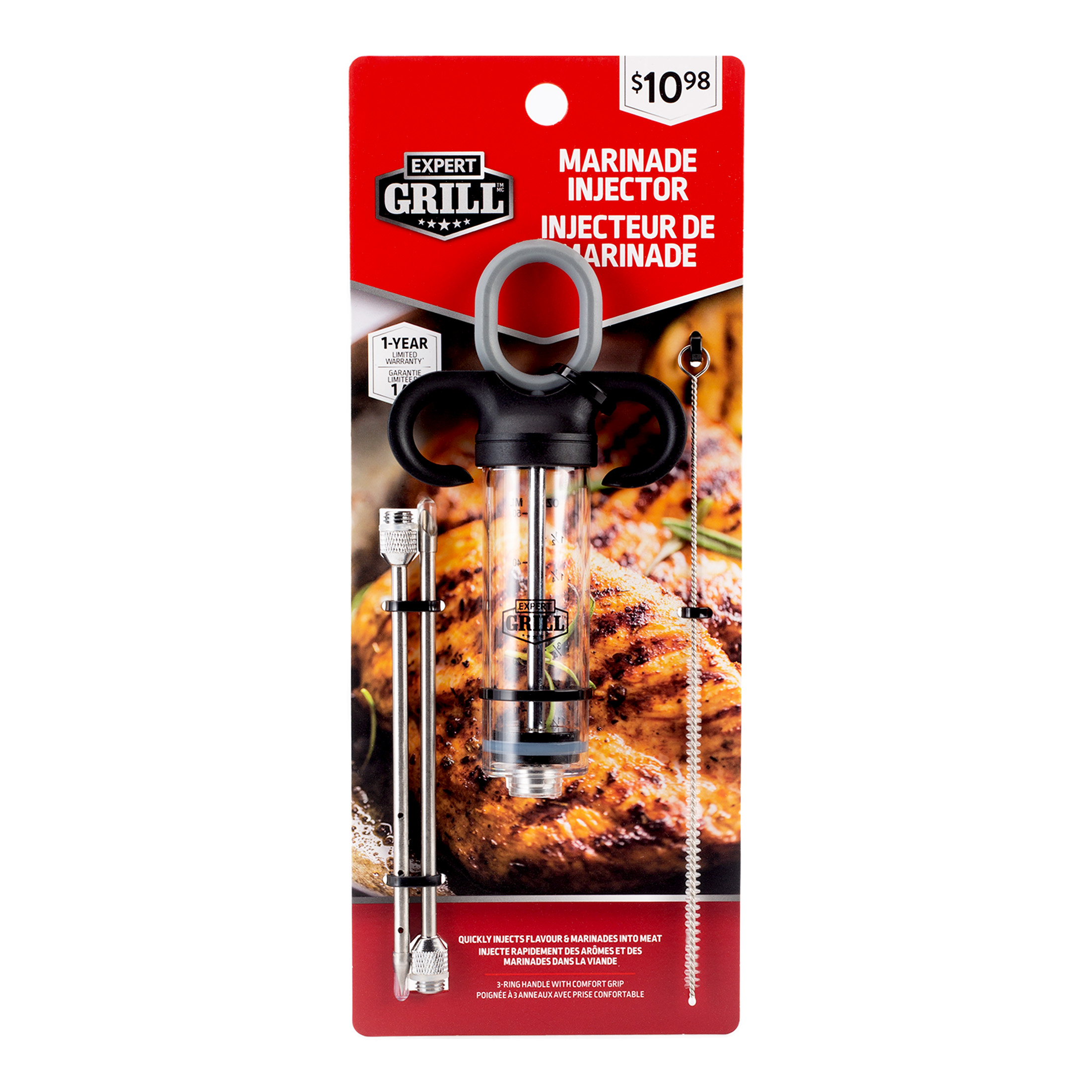 Kit injecteur de viande Expert Grill avec 3 aiguilles injecteur