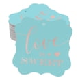 thumbnail image 1 of Inkdotpot Pack Of 100 Real Rose Gold Foil Bracket Shape Paper Tags Love Is Sweet Wedding Favor Hang Tags, 1 of 6