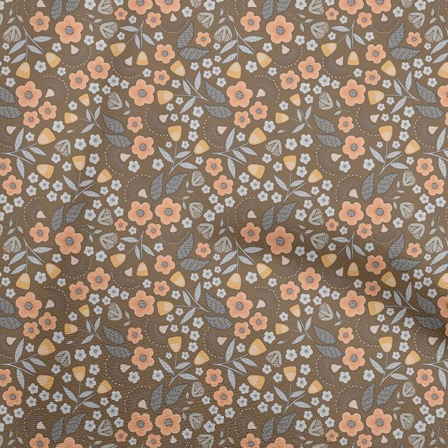 oneOone Viscose Chiffon Brown2 Fabric Floral Sewing Craft Projects Fabric Prints By Yard 42 Inch Wide