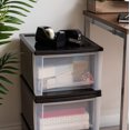 thumbnail image 3 of IRIS USA 17 Qt. Medium Plastic Stacking Drawer, Stackable Storage Organizer Unit with Sliding Drawer for Bedroom Kitchen Under Sink Pantry Craft Room Dorm Office, Black, 4-Pack, 3 of 7