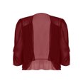 thumbnail image 3 of Women's Half Sleeve Ruffle Sheer Shrug Bolero Cardigan Summer Open Front Chiffon Blouses Tops Burgundy S, 3 of 7