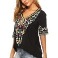 thumbnail image 4 of Women’s Emboridered Tops Short Sleeve Blouse Ethnic Style Floral Pattern Shirts Tunics Blouse, 4 of 5