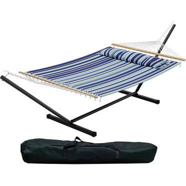 YUSAZENS Extra Wide Outdoor Soft Hammock, Iron + Cloth, Wide Soft Hammock for Comfortable Outdoor Use Blue