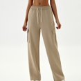 thumbnail image 2 of zbxnLI Womens Cargo Sweatpants Drawstring Elastic Waist Jogging Pants Athletic Running Pants Multi-pockets, 2 of 7