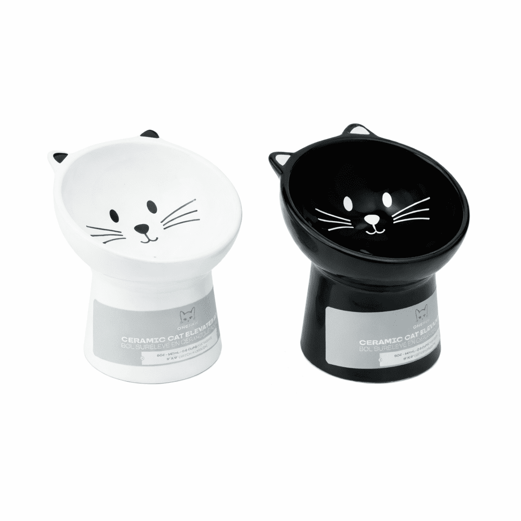 One Paw , Bol Surélevé pour Chat, Céramique, Blanc, 150 ml
