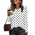 thumbnail image 2 of HAiming Chemises à Pois pour Femmes Décontractées à Col Rond Hauts à Volants Plissés Blouse Basique Chic T-Shirts de Travail, 2 of 6