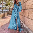 thumbnail image 3 of Women Maxi Dress Long Holiday Boho Paisley Print Slit Striped Ladies Summer, 3 of 6