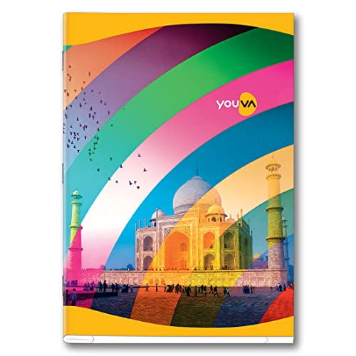 Navneet Youva YOUVA Soft Bound Long Book | A4 Size - 21 Cm X 29.7 Cm | Rainbow Design Notebook For Students | Single Line | 172 Pages | Pack Of 6