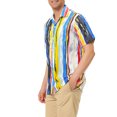 thumbnail image 4 of INSPIRE CHIC Chemises à Rayures pour Hommes à Manches Courtes Boutonnées Chemise Hawaïenne Imprimée S Bleu Jaune Rouge, 4 of 6