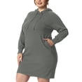 thumbnail image 4 of GRACE & GRANDEUR Chandail en Tricot Côtelé à Enfiler pour Femme Grande Taille, Manches Longues, Robe Moulante à Capuche, Gris 2X, 4 of 6