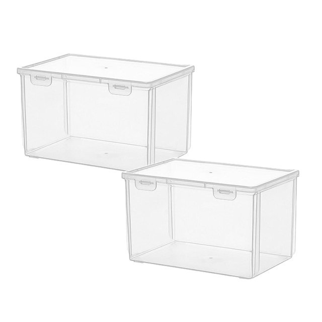 2PC Kids Snack Boxes For School Multifunctional Household Large Bread Box For Kitchen Countertops Airtight Bread Containers For Homemade Bread And Bread Plastic Bread Handler 8.38x5.78x5 Clear