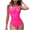 thumbnail image 1 of Push Up One Piece Swimsuits Womens Adjustable Straps Tummy Control Bathing Suits Scoop Neck Ruched Slimming Swimwear, 1 of 5