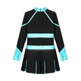thumbnail image 4 of Lejafay Robe de Danse de Cheerleading Ballet pour Filles Uniforme Scolaire Robe Plissée à Manches Longues Tenues d'Halloween Noir&Bleu Vert 6, 4 of 5