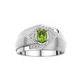 thumbnail image 1 of RYLOS Mens Rings Sterling Silver Ring 6X4MM Oval Shape Gemstone & Diamond Ring Peridot August Birthstone Rings For Man Silver Rings, Size 8, 1 of 7