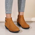 thumbnail image 4 of LSLJS Bottes à Talon Bas pour Femmes à Bout Rond avec Boucle de Ceinture en Cuir Métallique et Fermeture Éclair Latérale, Bottines et Bottillons pour Femmes, Bottes pour Femmes, 4 of 6