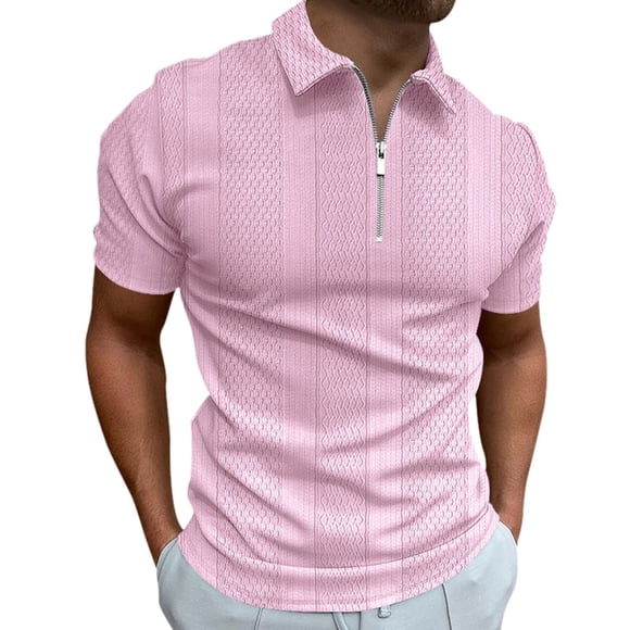 Ketyyh-chn99 Long Sleeve Polo Shirts for Men Shirts for Men Fashion 2024 Casual Solid Color Oversized T Shirts Pink,S