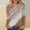 thumbnail image 1 of UPPADA Blouses pour Femmes Grande Taille à Manches 3/4, T-Shirts à Imprimé Floral Teintable, Chemises Décontractées Tendance à Col Rond, Chandails Confortables à Enfiler, Hauts Blouses Mignons d'Été pour Femmes, Hauts à Manches 3/4 en Liquidation, 1 of 5