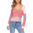 thumbnail image 1 of RKSTN Chandails pour Femmes Mode Décontractée Manches Longues Décontracté Contraste de Couleurs Patchwork Chandail Blouse Chandails d'Automne, 1 of 4
