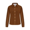 thumbnail image 5 of Besolor Button Down Shirts for Women Solid Color Long Sleeve Colared Tops Loose Office Blouses for Casual Work, 5 of 5