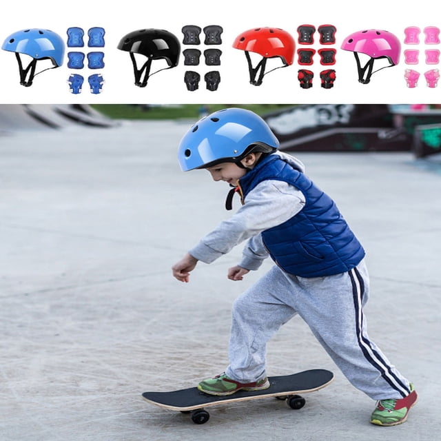 Sentmoon Helmet Helmets 7Pcs/Set Children Kids Helmet Knee Elbow Pad Cycling Skate Bike Protecs for Cycling & Commuting