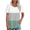 thumbnail image 1 of Plebaso Hauts pour Femmes Chemises à Œillets Manches Courtes T-Shirts Amples Col Rond Décontracté Blouses Tendance, 1 of 6