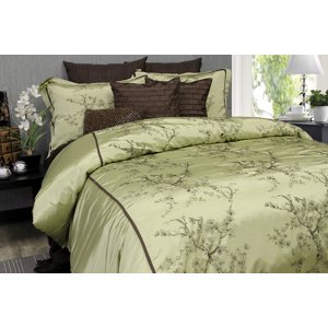 SILK BLOSSOMS GREEN DUVET COVER KING