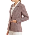 thumbnail image 4 of INSPIRE CHIC Blazers pour Femmes Revers Cranté Manches Longues un Bouton Blazer à Carreaux Bourgogne P, 4 of 7