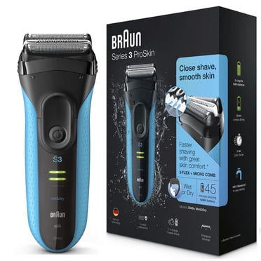 Braun Series 3 Proskin Shave&Style 3-in-1 Electric Shaver, Wet and Dry Razor for Men, Rechargeable and Cordless Shaver, Black/Blue