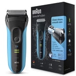 Braun Series 3 Proskin Shave&Style 3-in-1 Electric Shaver, Wet and Dry Razor for Men, Rechargeable and Cordless Shaver, Black/Blue