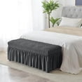 thumbnail image 3 of Long Bench Cover Bench Seat Furniture Protector for Living Room Hotel Decor Dark Gray, 3 of 8