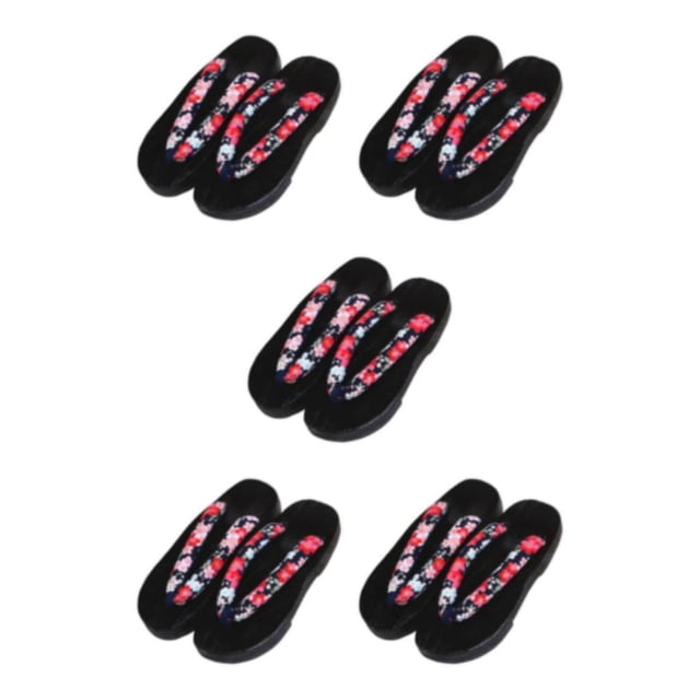 ZheElen Japanese Clogs Slippers Geta Sandals Flip Flops for Men Women 36 Black Round Size 36 5Set