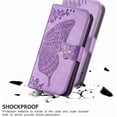 thumbnail image 5 of Étui à Rabat, Fleurs Embossées Papillon en Cuir PU, Étui à Rabat Magnétique avec Support, Porte-Cartes, Dragonne, Portefeuille, Porte-Monnaie pour iPhone 11 Pro Max (Violet Pâle), 5 of 5